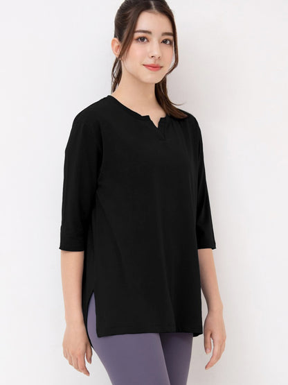 [Loopa] ルーパ キーネックロングTシャツ Yogawear Keyneck Long T-Shirts Tシャツ ヨガトップス / ヨガウェア 20_1-Puravida! プラヴィダ　ヨガ ピラティス フィットネスショップ