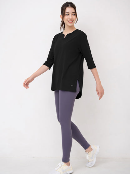 [Loopa] ルーパ キーネックロングTシャツ Yogawear Keyneck Long T-Shirts Tシャツ ヨガトップス / ヨガウェア 20_1-Puravida! プラヴィダ　ヨガ ピラティス フィットネスショップ