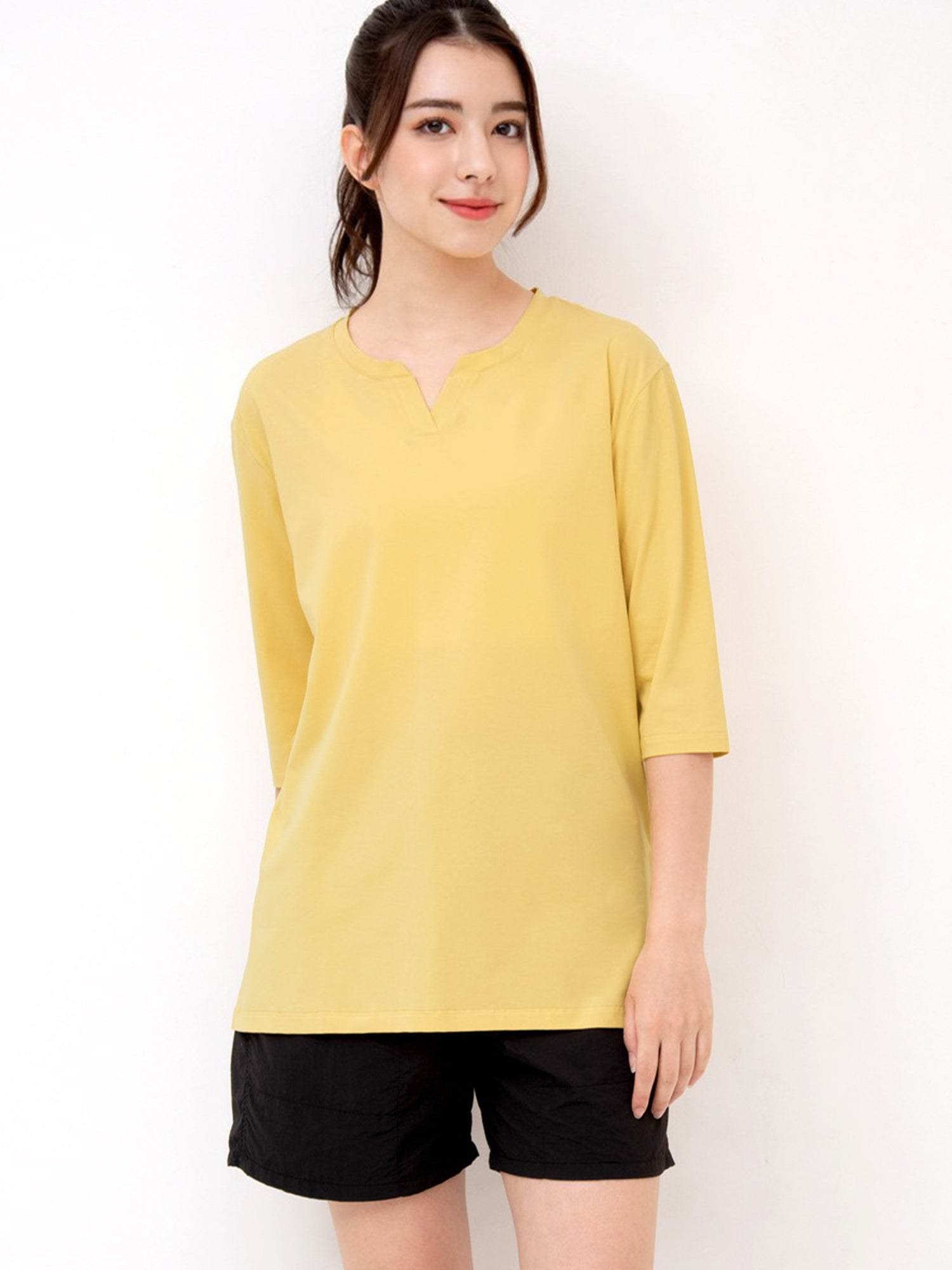 [Loopa] ルーパ キーネックロングTシャツ Yogawear Keyneck Long T-Shirts Tシャツ ヨガトップス / ヨガウェア 20_1-Puravida! プラヴィダ　ヨガ ピラティス フィットネスショップ