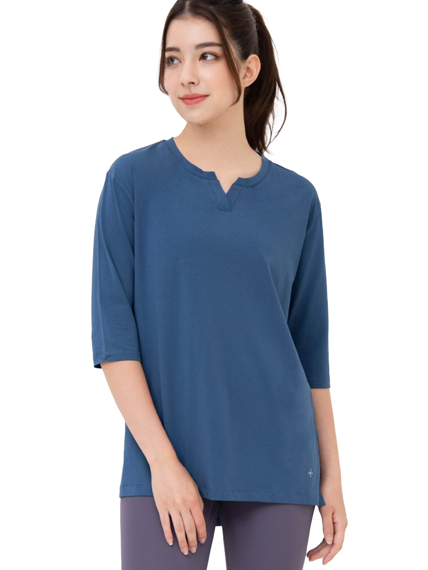 [Loopa] ルーパ キーネックロングTシャツ Yogawear Keyneck Long T-Shirts Tシャツ ヨガトップス / ヨガウェア 20_1-Puravida! プラヴィダ　ヨガ ピラティス フィットネスショップ