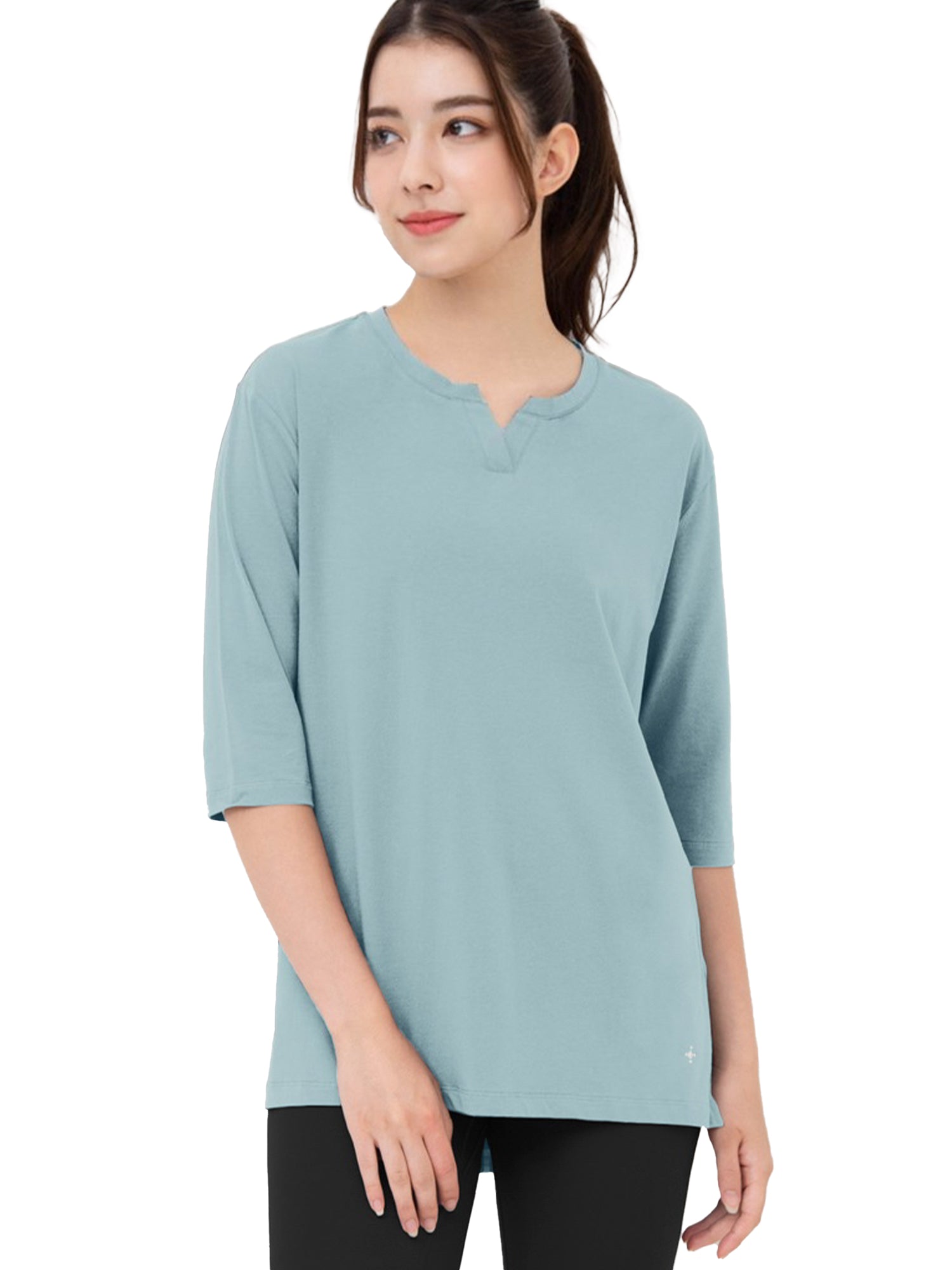 [Loopa] ルーパ キーネックロングTシャツ Yogawear Keyneck Long T-Shirts Tシャツ ヨガトップス / ヨガウェア 20_1-Puravida! プラヴィダ　ヨガ ピラティス フィットネスショップ