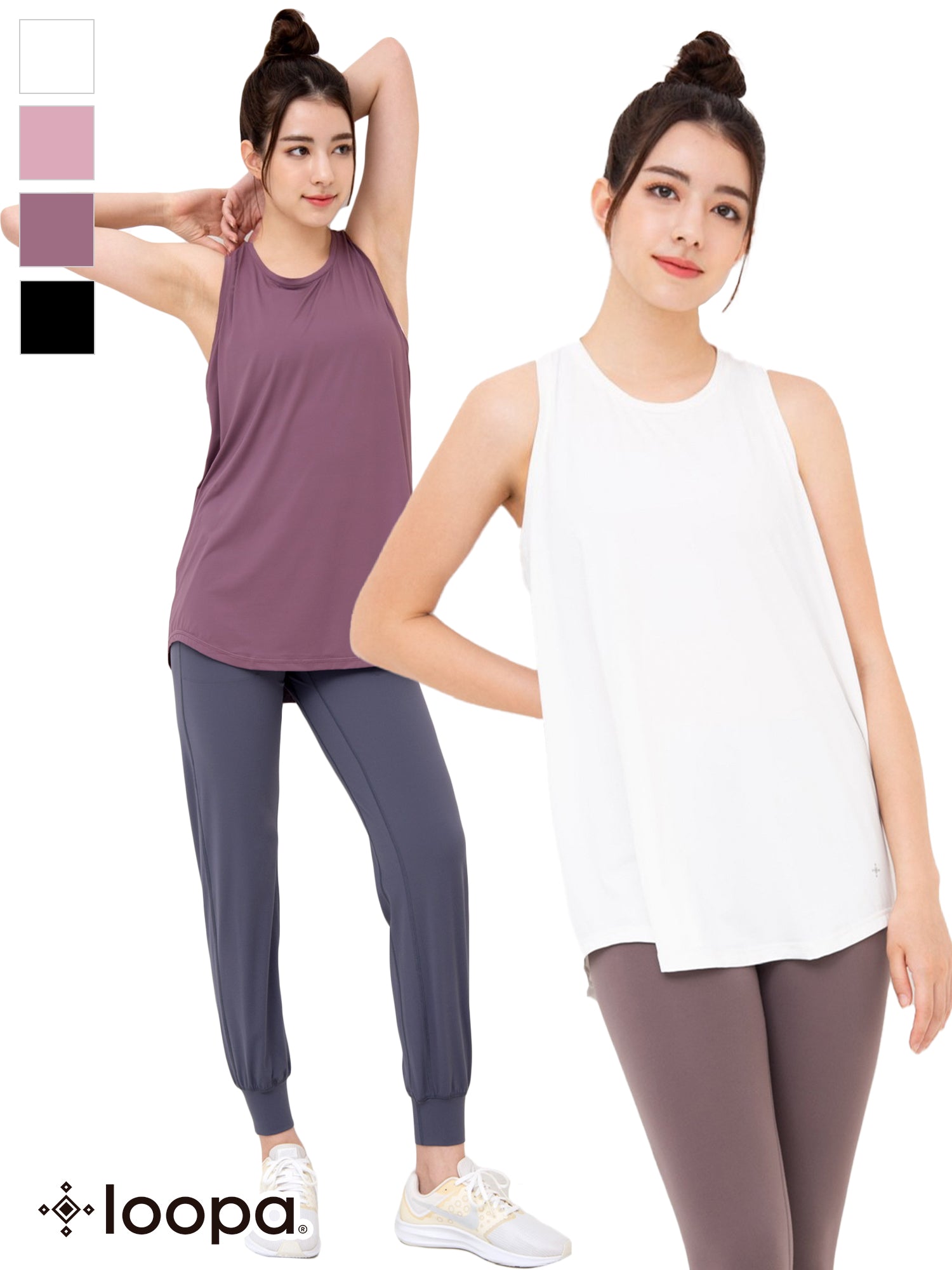 [Loopa] ルーパ Yバック フレアタンクトップ Yogawear Loopa Y-back flared tank top ヨガトップス / ヨガウェア 20_1-Puravida! プラヴィダ　ヨガ ピラティス フィットネスショップ