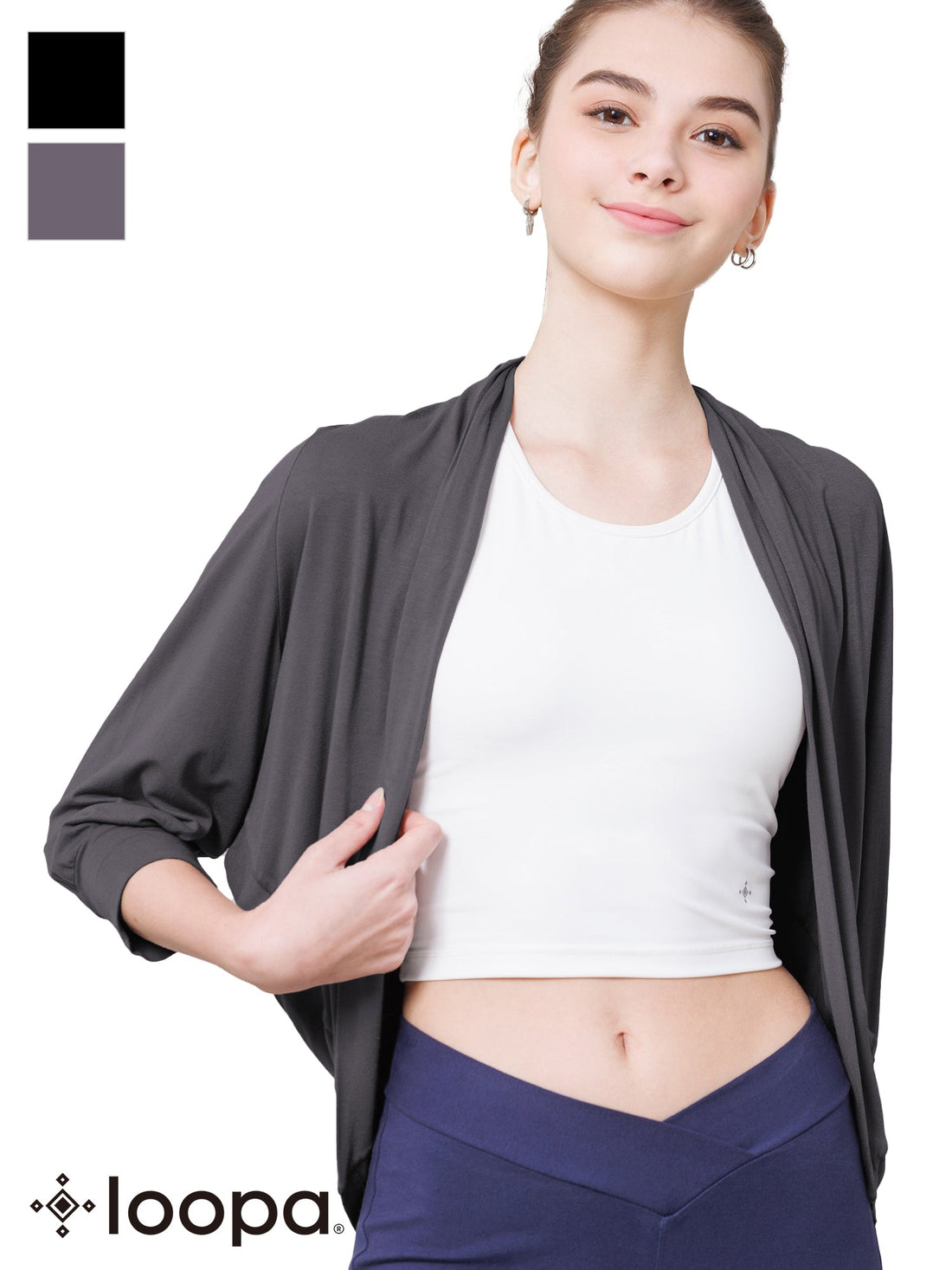 [Loopa] ルーパ ドルマンカーディガン Yoga Dolman Sleeve Cardigan アウター / ヨガウェア ヨガトップス [A] 10_1-Puravida! プラヴィダ　ヨガ ピラティス フィットネスショップ