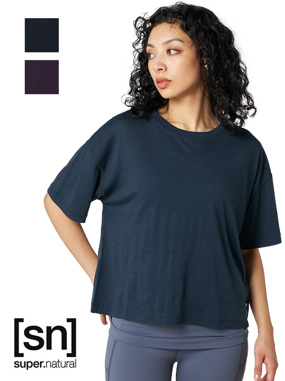 [[sn] super.natural] W ボクシー TEE スーパーナチュラル レディース ヨガウェア 半袖 Tシャツ カットソー / 23FW SNW020030