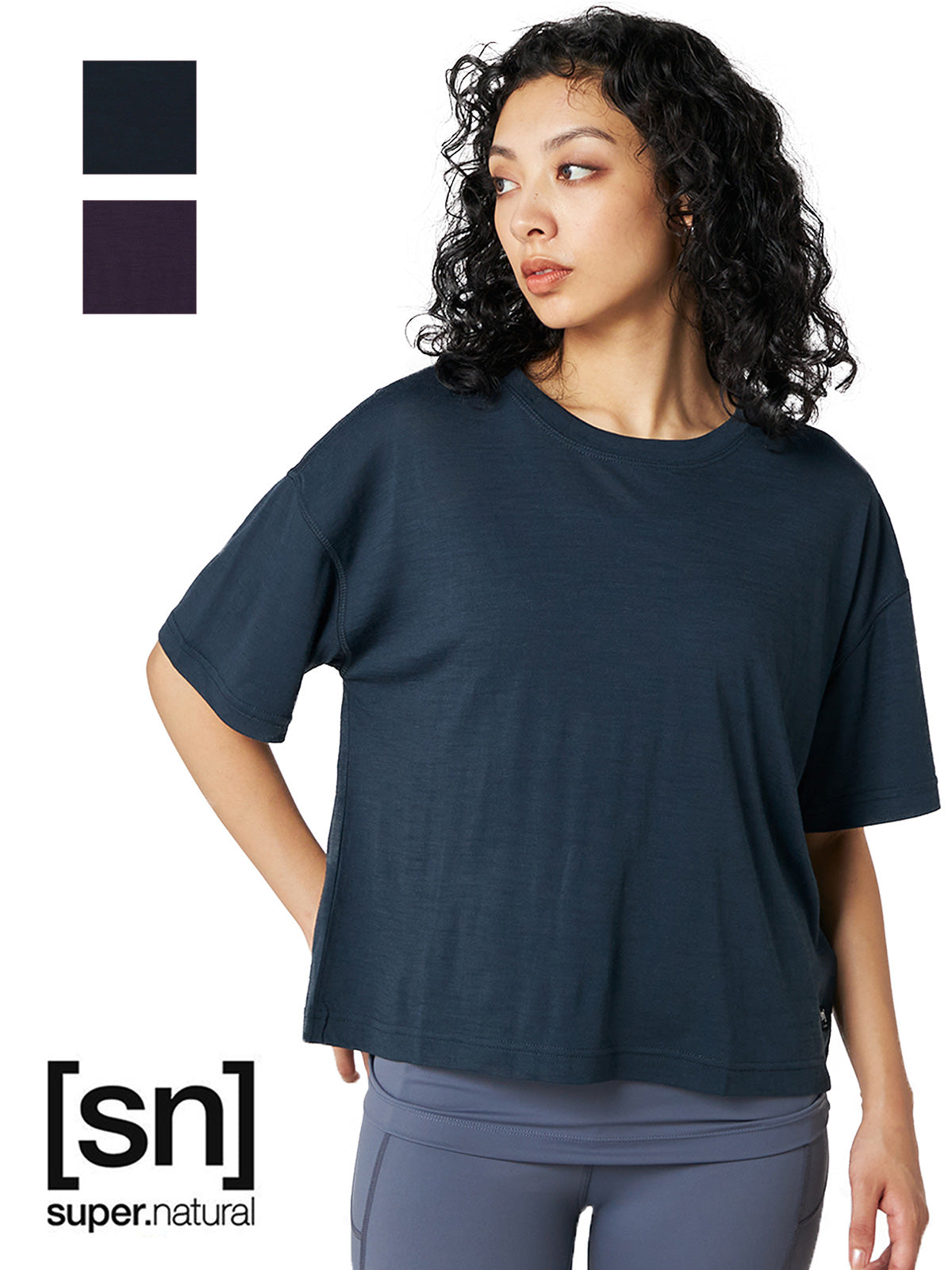 [[sn] super.natural] W ボクシー TEE スーパーナチュラル レディース ヨガウェア 半袖 Tシャツ カットソー / 23FW SNW020030