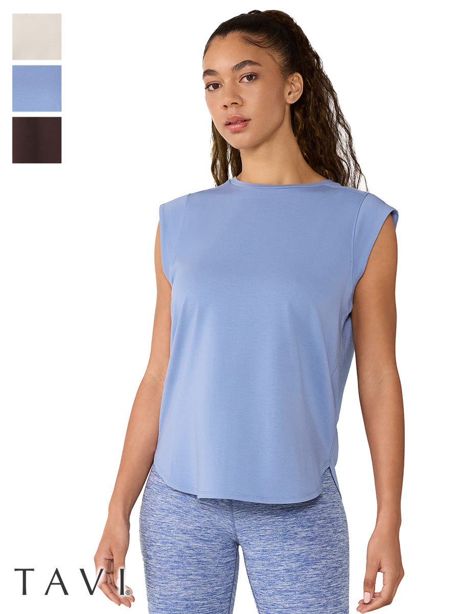 [TAVI] キャップスリーブ クルーネック Tee タビ レディース  トップス 通気性 吸湿 速乾 26SS TOESOX