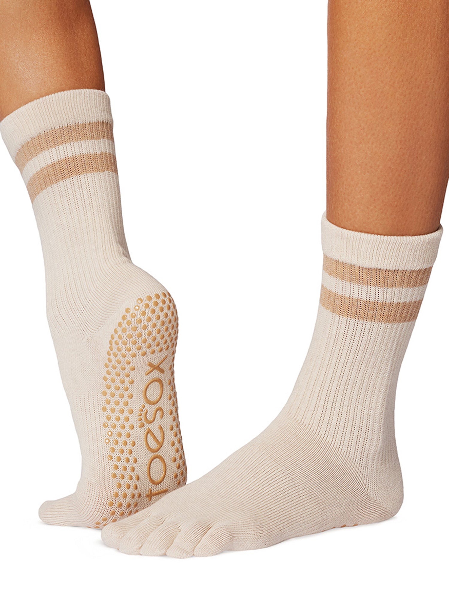 [ToeSox] Crew クルー（Full-Toe／つま先あり） グリップ ソックス／ ヨガ ピラティス 滑り止め付 26SS_D1 靴下 クルー丈 25FW_D2