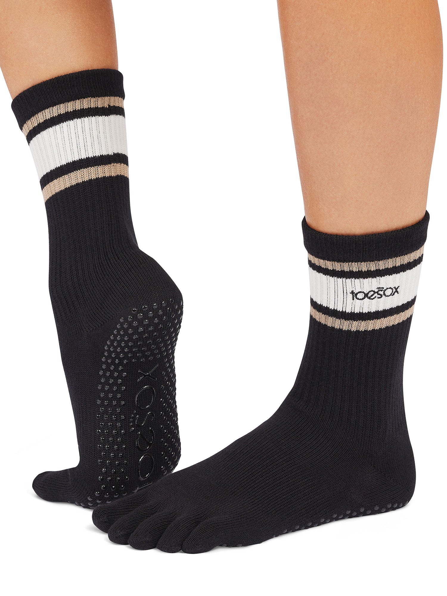 [ToeSox] Crew クルー（Full-Toe／つま先あり） グリップ ソックス／ ヨガ ピラティス 滑り止め付 26SS_D1 靴下 クルー丈 25FW_D2