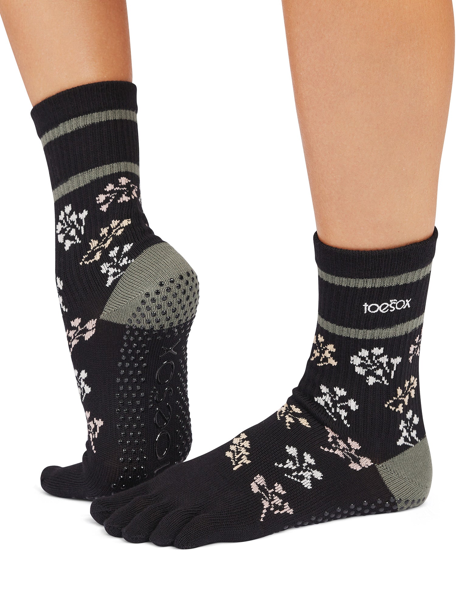 [ToeSox] Crew クルー（Full-Toe／つま先あり） グリップ ソックス／ ヨガ ピラティス 滑り止め付 26SS_D1 靴下 クルー丈 25FW_D2