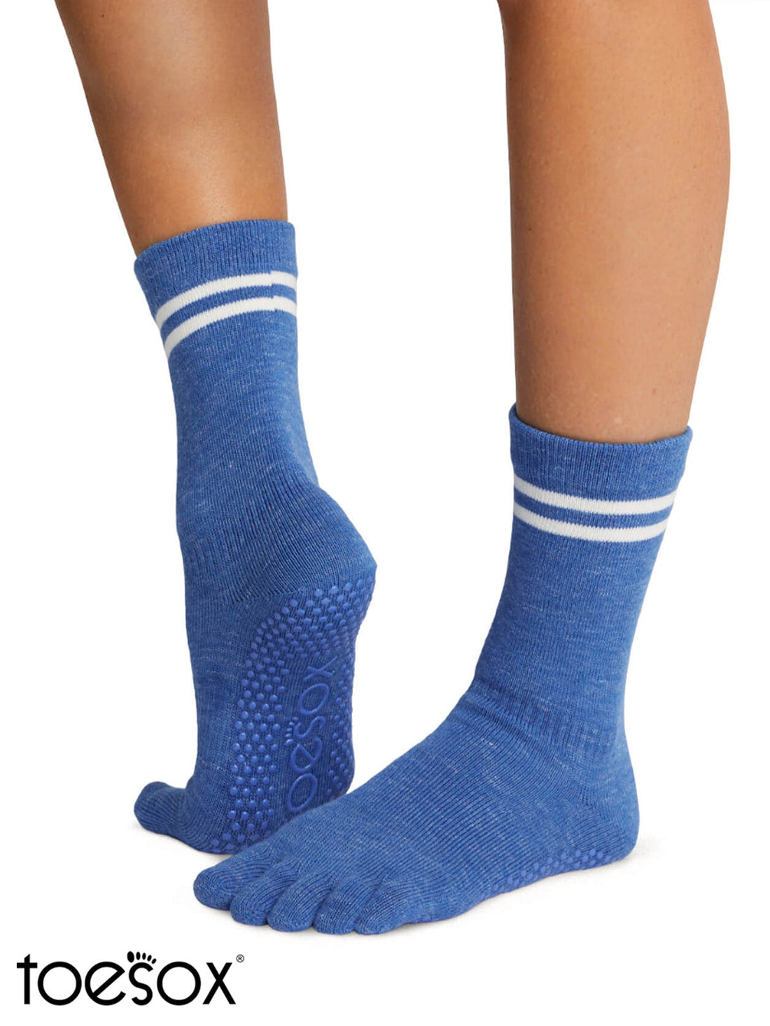 [ToeSox] Crew (Full-Toe) Grip Socks / Yoga Pilates Socks with Anti-Slip Crew Length 25SS_D2