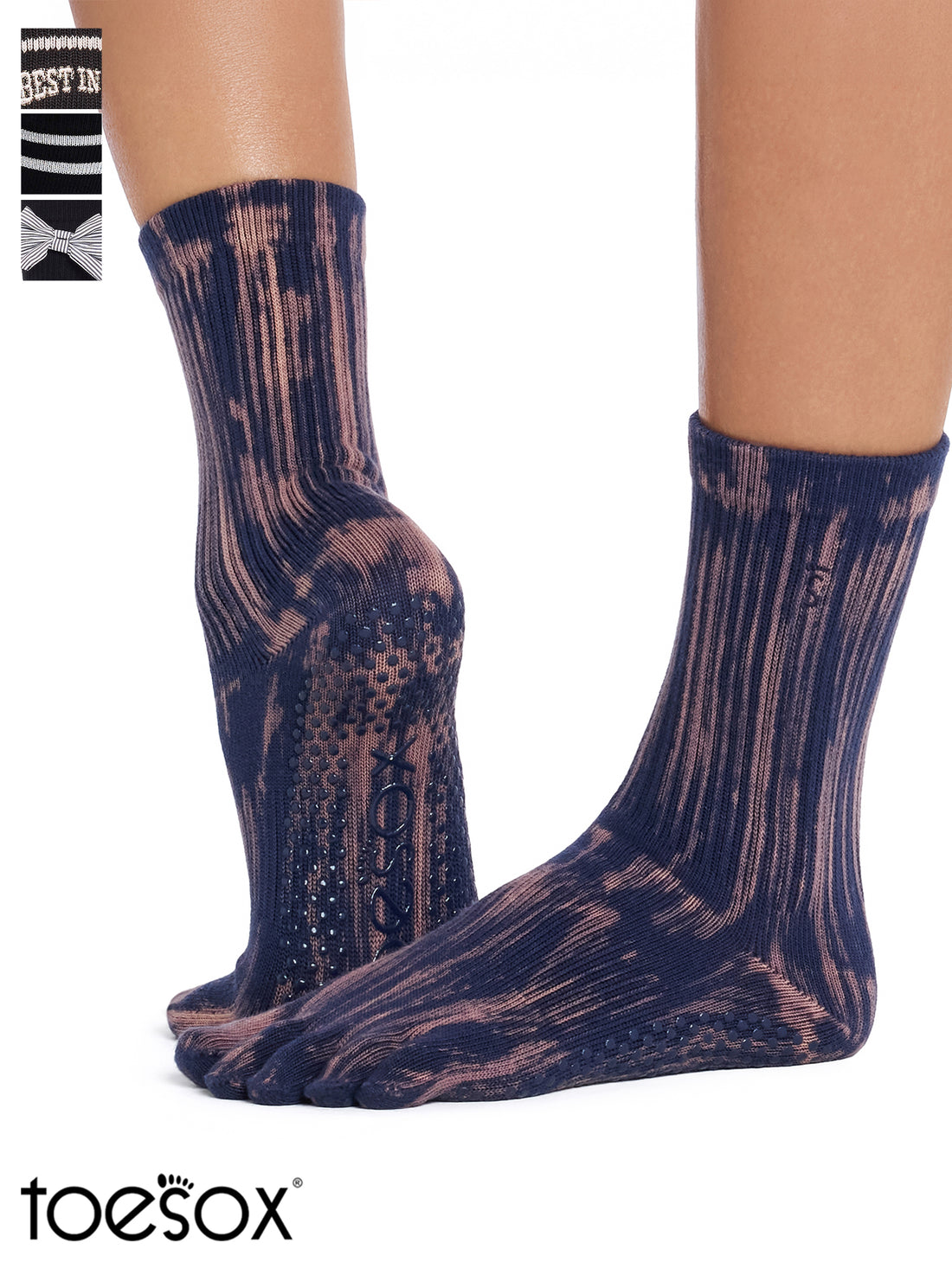 [ToeSox] Crew クルー（Full-Toe／つま先あり） グリップ ソックス／ ヨガ ピラティス 滑り止め付 26SS_D1 靴下 クルー丈 26FW_D2