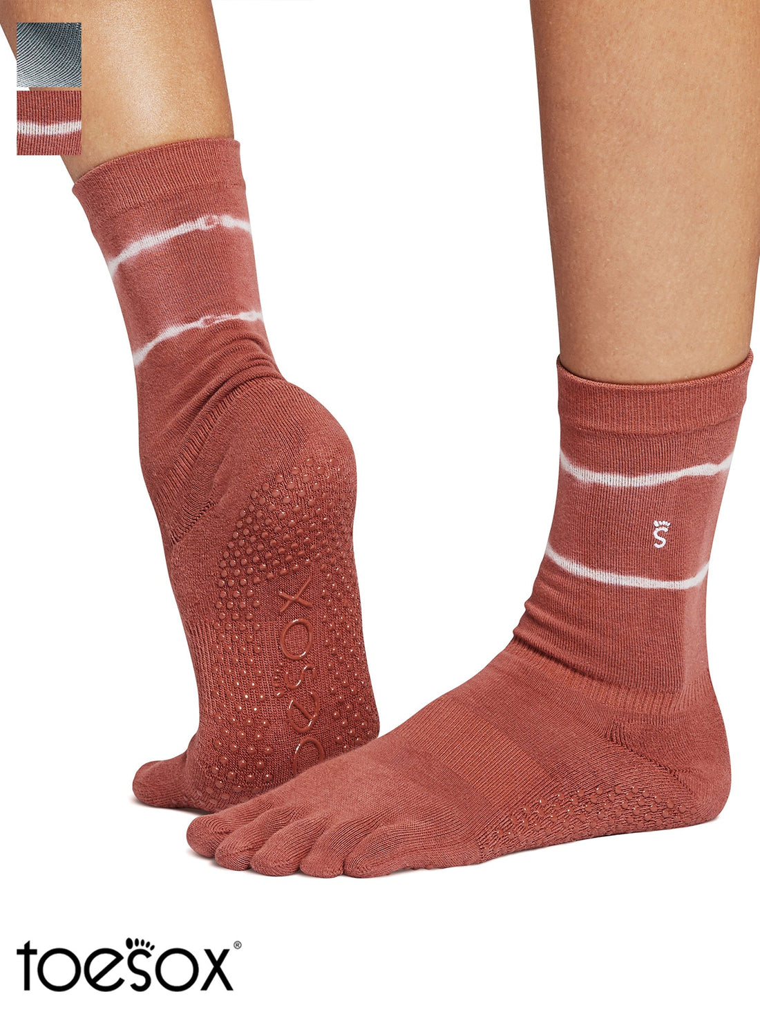 [SALE][ToeSox] Crew (Full-Toe) Grip Socks/Yoga Pilates Non-slip Socks Crew Length [SOFF] 2501