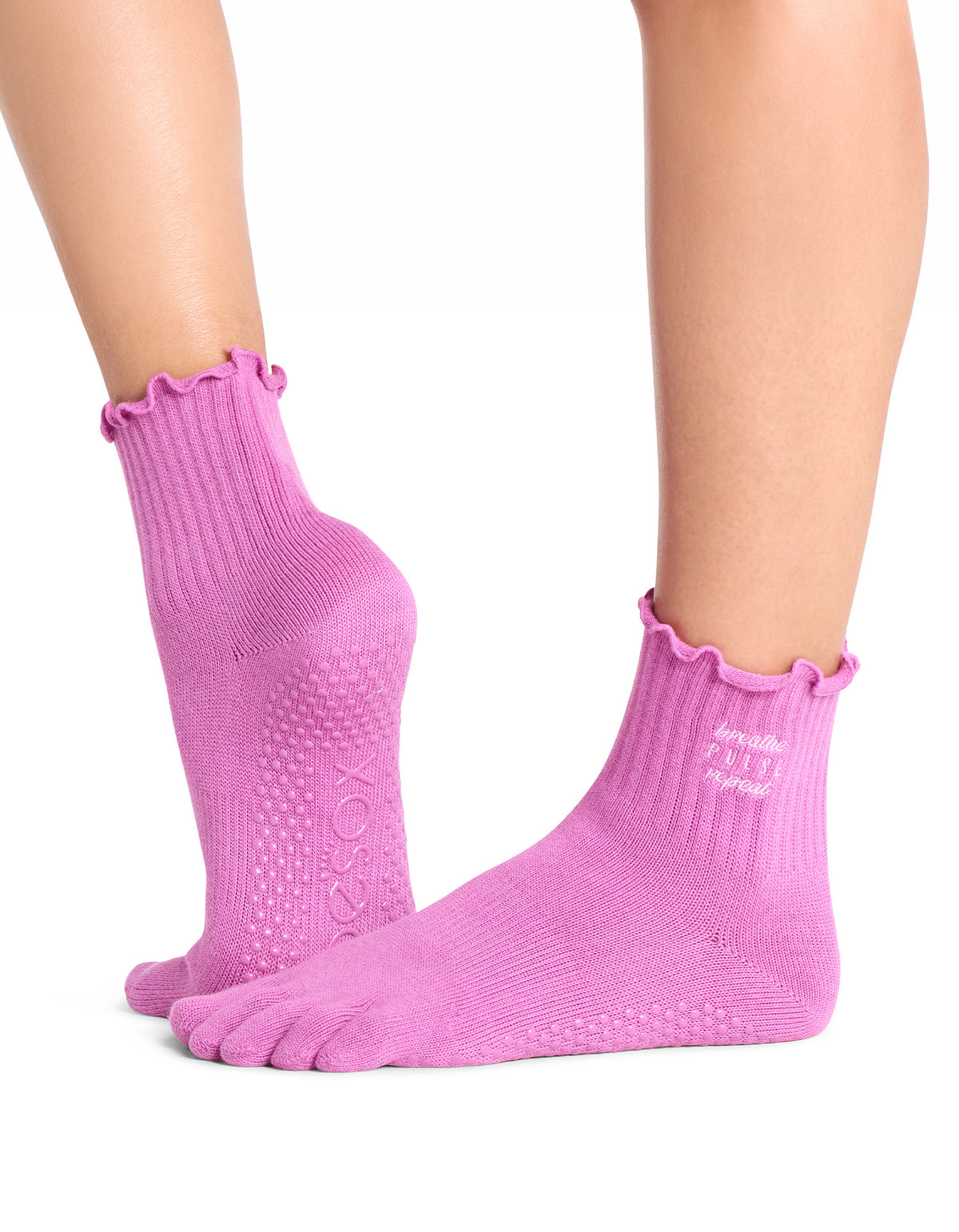 [ToeSox] Melody メロディー（Full-Toe／つま先あり） グリップ ソックス／ ヨガ ピラティス 滑り止め付 靴下 クルー丈 26FW_D1