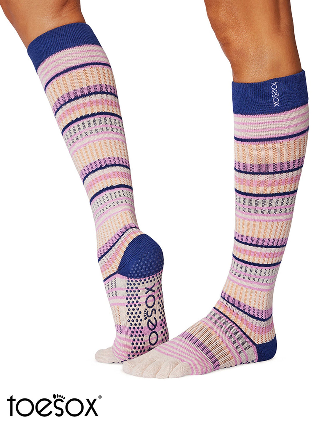 [ToeSox] Scrunch Knee High (Full-Toe) Grip Socks / Yoga Pilates Non-slip Socks High Socks 25SS_D1 2501