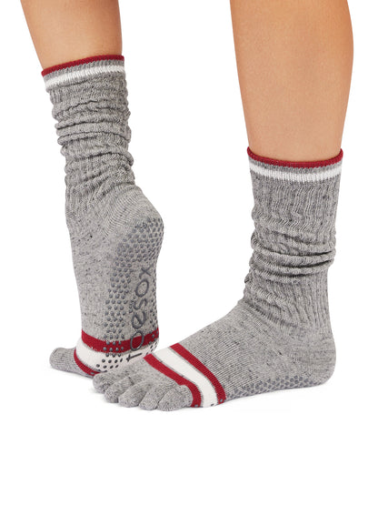 [ToeSox] Slouch スラウチ（Full-Toe／つま先あり） グリップ ソックス／ ヨガ ピラティス 滑り止め付 靴下 クルー丈 25FW_D3