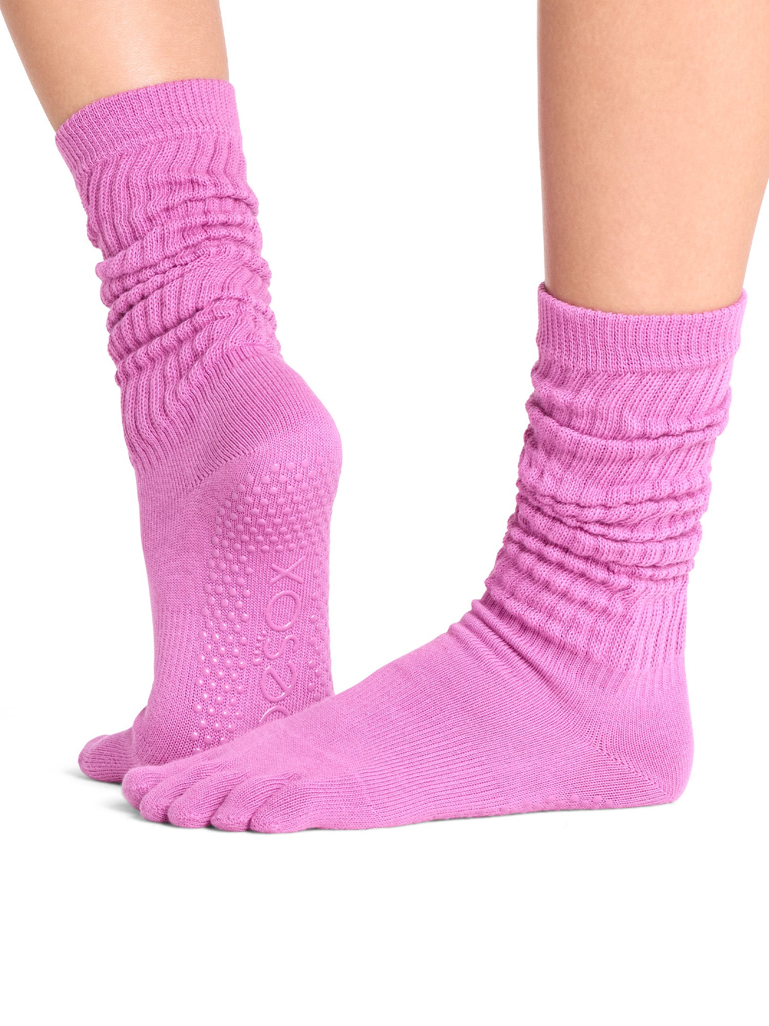 [ToeSox] Slouch スラウチ（Full-Toe／つま先あり） グリップ ソックス／ ヨガ ピラティス 滑り止め付 靴下 クルー丈 26FW_D1