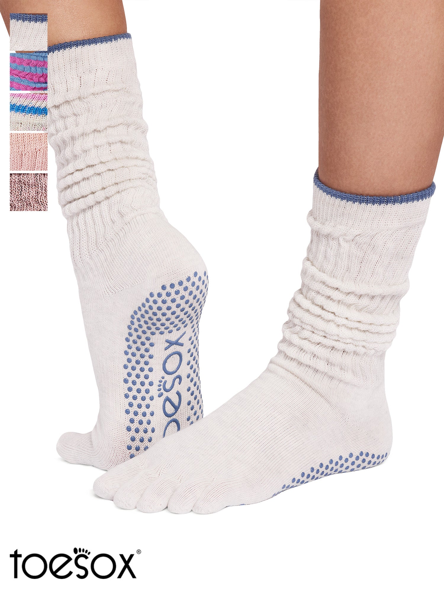 [ToeSox] Slouch スラウチ（Full-Toe／つま先あり） グリップ ソックス／ ヨガ ピラティス 滑り止め付 靴下 クルー丈 26SS_D2