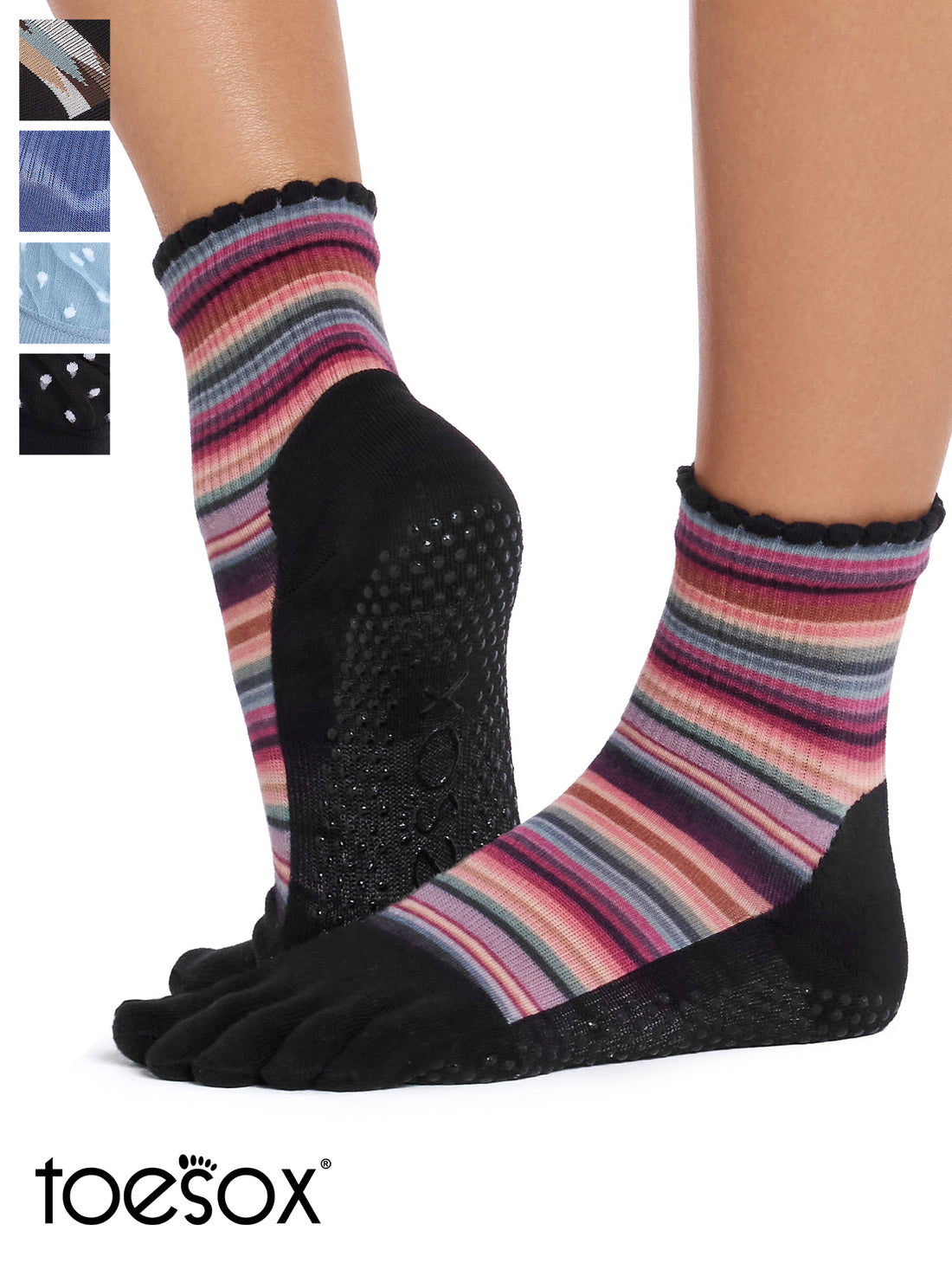 [ToeSox] Melody Ultra Fine Knit メロディー ウルトラファインニット（Full-Toe／つま先あり） グリップ ソックス／ ヨガ ピラティス 滑り止め付 靴下 クルー丈 26FW_D2