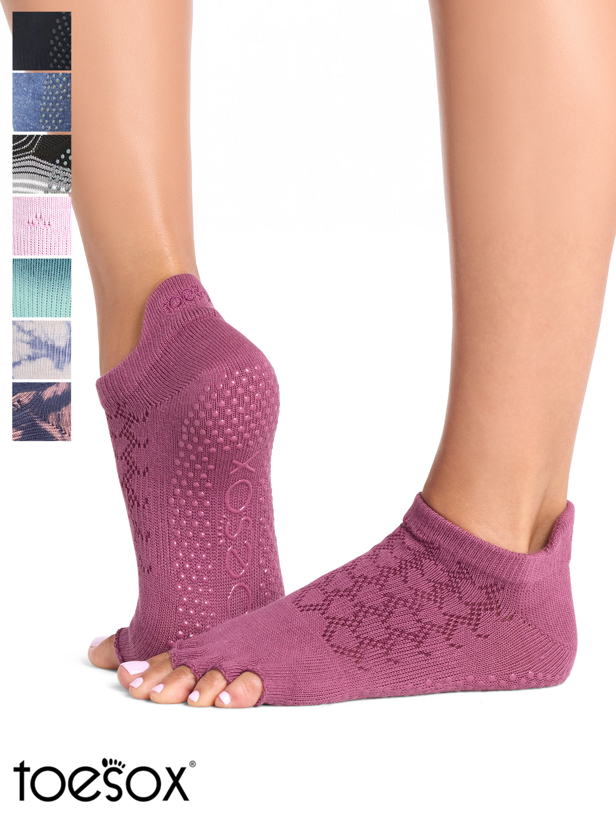 [ToeSox] Low Rise ローライズ（Half-Toe／つま先なし） グリップ ソックス ／ ヨガ ピラティス 滑り止め付 靴下 26FW_D2