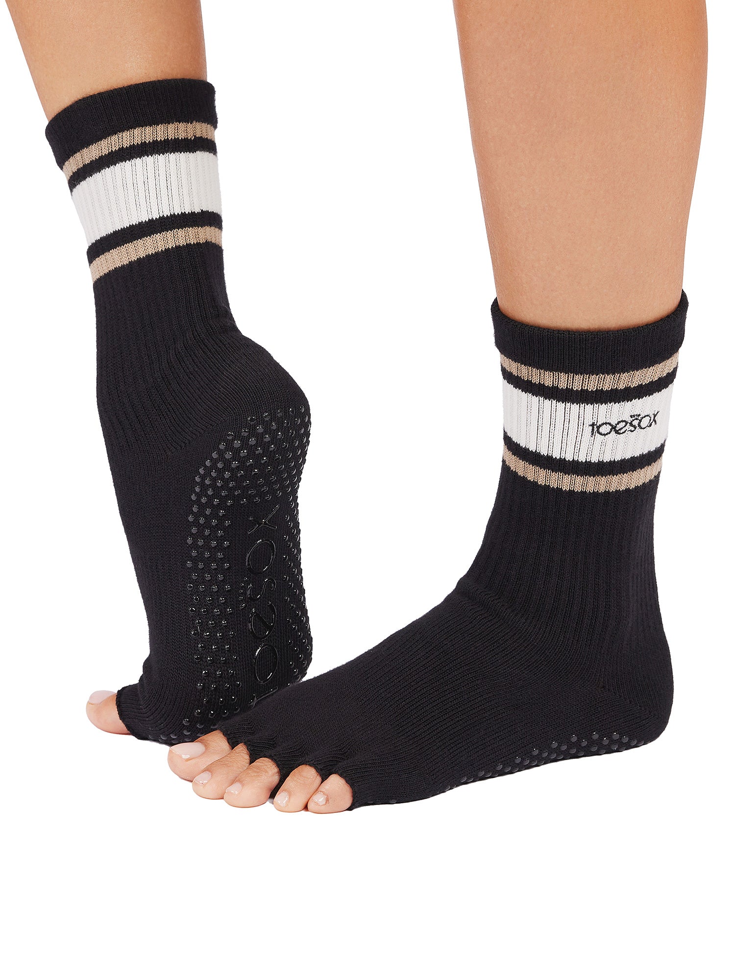 [ToeSox] Crew (Half-Toe/No Toes) Grip Socks/Yoga Pilates Non-Slip Socks Crew Length 25SS_D2