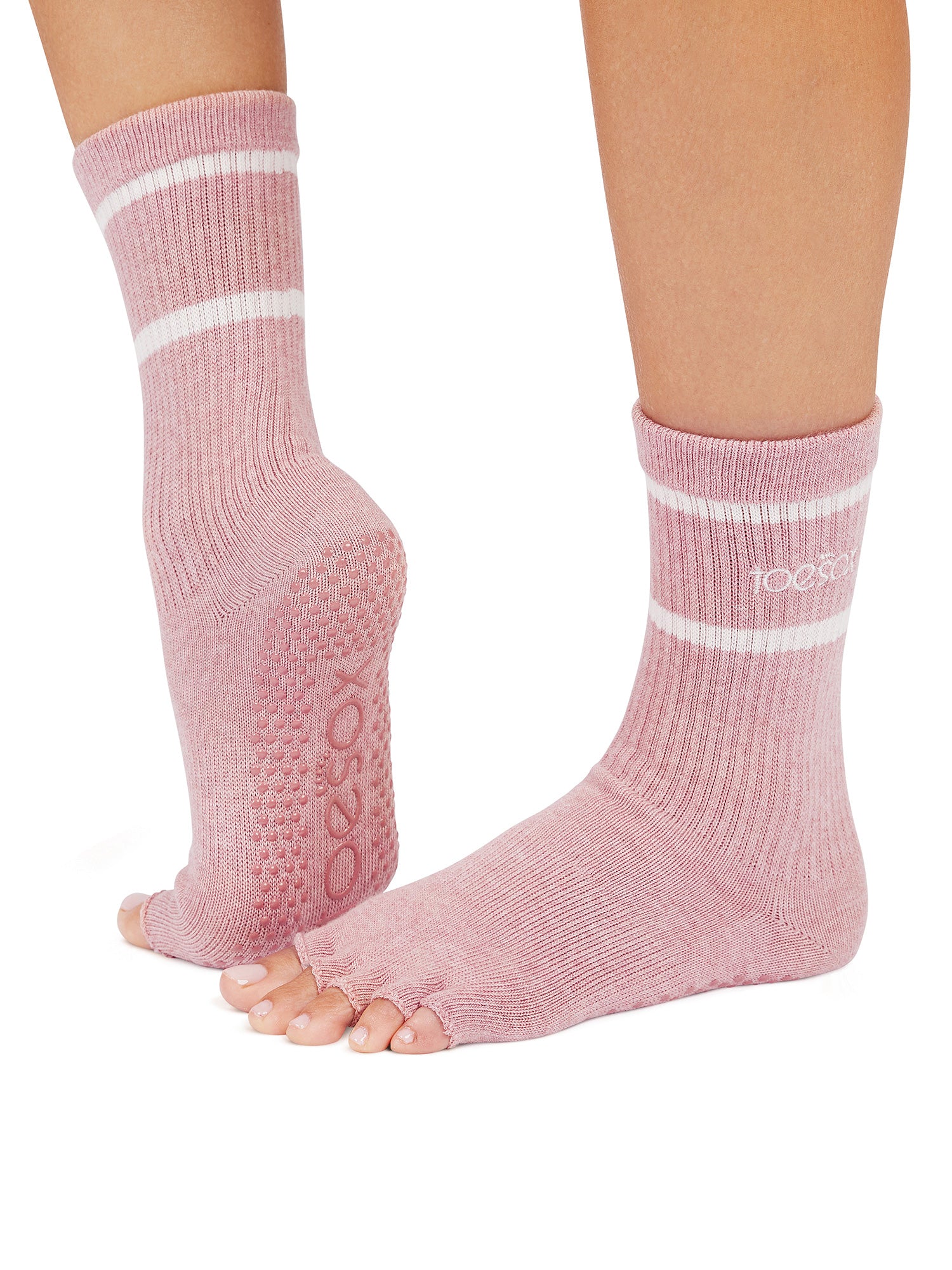 [ToeSox] Crew (Half-Toe/No Toes) Grip Socks/Yoga Pilates Non-Slip Socks Crew Length 25SS_D2