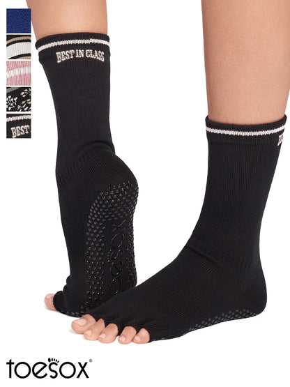 [ToeSox] Crew クルー（Half-Toe／つま先なし） グリップ ソックス／ ヨガ ピラティス 滑り止め付 靴下 クルー丈 26SS_D1