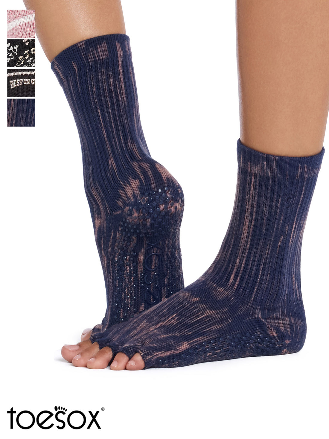 [ToeSox] Crew クルー（Half-Toe／つま先なし） グリップ ソックス／ ヨガ ピラティス 滑り止め付 靴下 クルー丈 26FW_D2