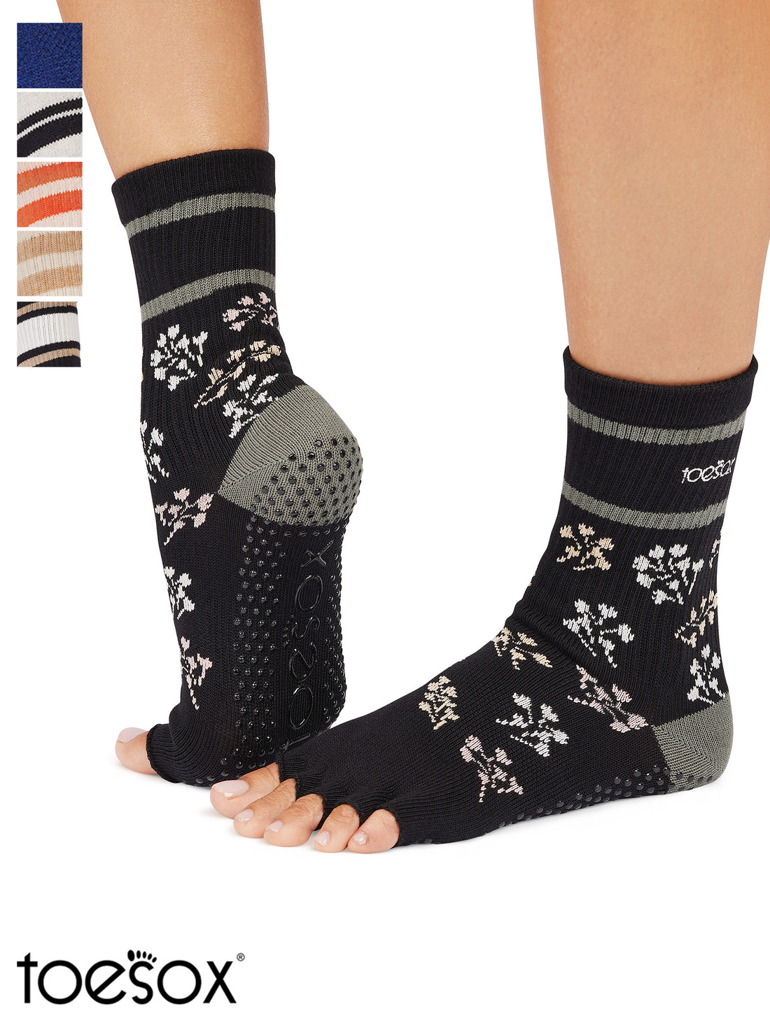 [ToeSox] Crew (Half-Toe/No Toes) Grip Socks/Yoga Pilates Non-Slip Socks Crew Length 25SS_D2