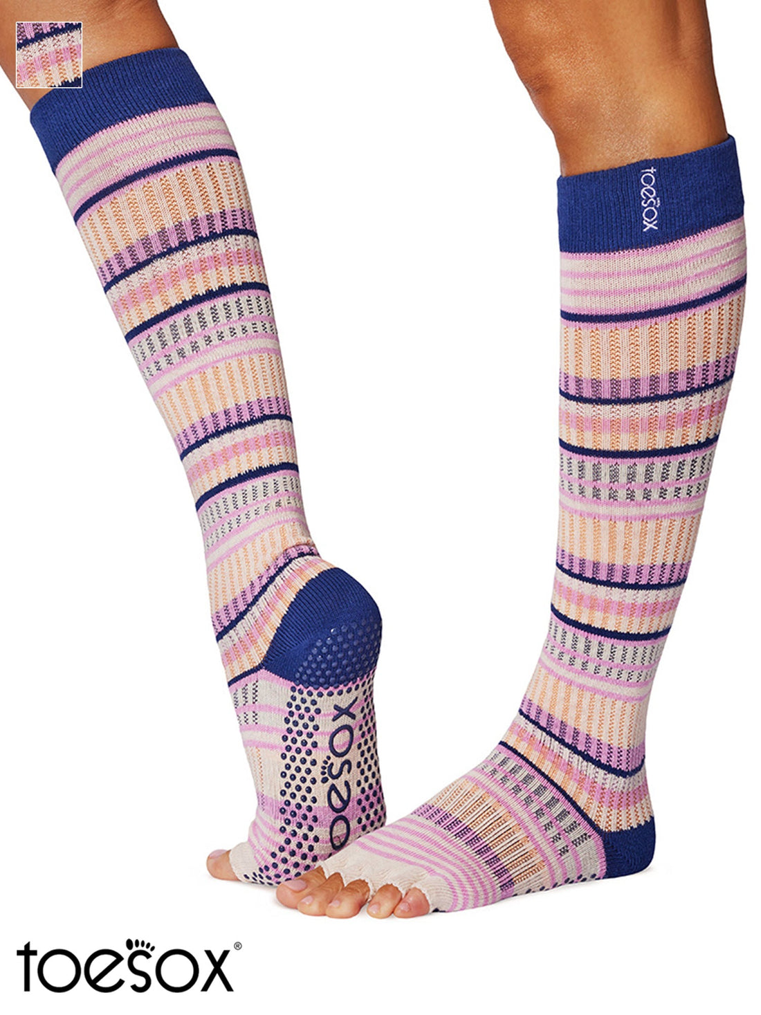 [ToeSox] Scrunch Knee High (Half-Toe/No Toes) Grip Socks/Yoga Pilates Anti-Slip Socks High Socks 25SS_D2 2502