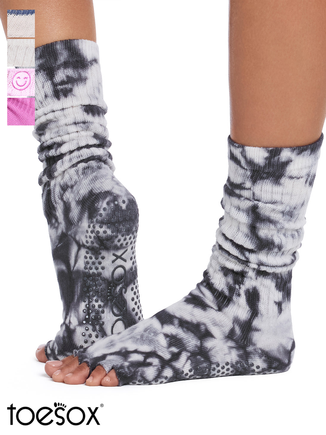 [ToeSox] Slouch スラウチ（Half-Toe／つま先なし） グリップ ソックス／ ヨガ ピラティス 滑り止め付 靴下 クルー丈 26FW_D2