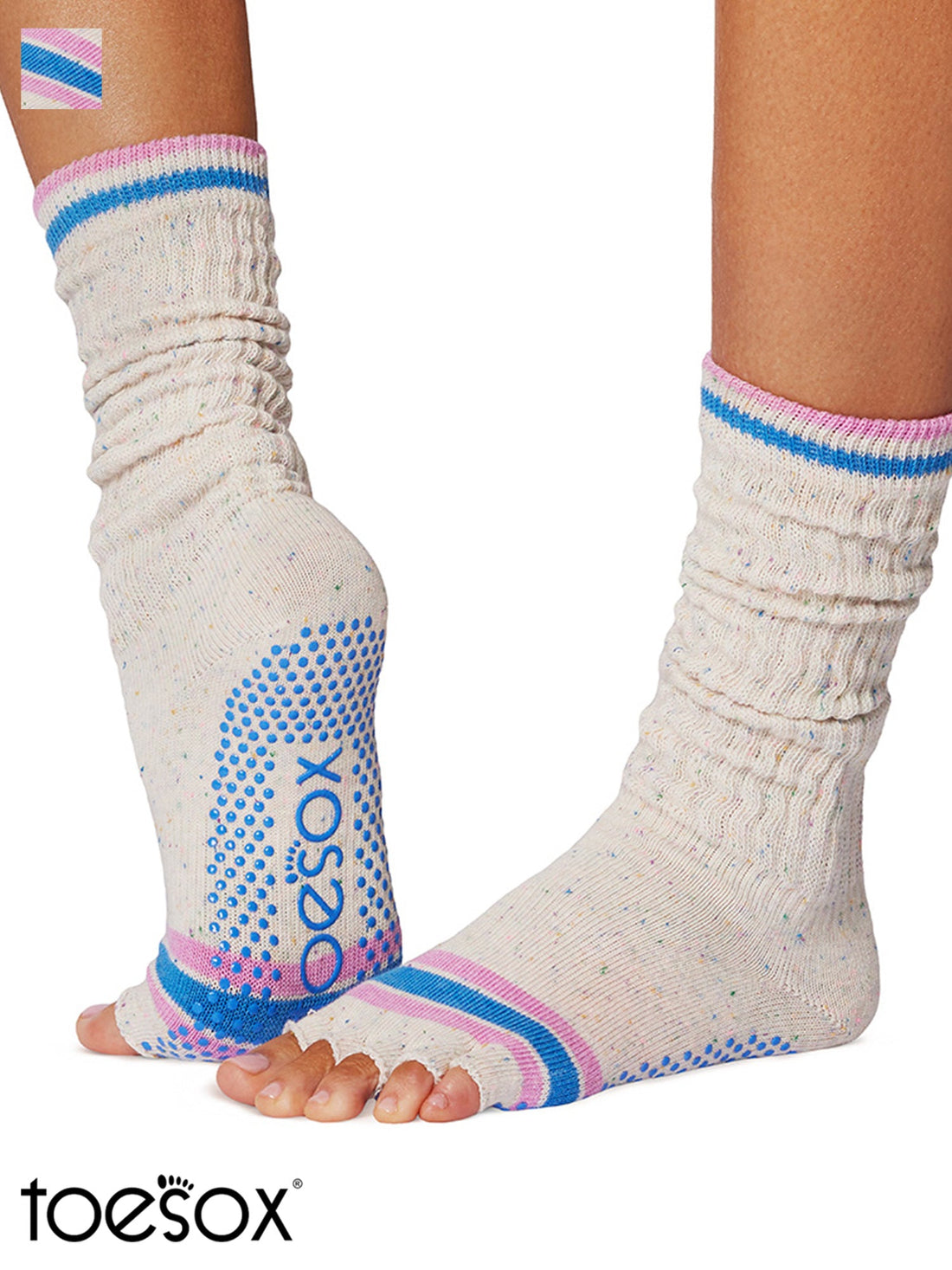 [ToeSox] Slouch (Half-Toe) Grip Socks / Yoga Pilates Socks with Anti-Slip 25SS_D2 2502 Crew Length