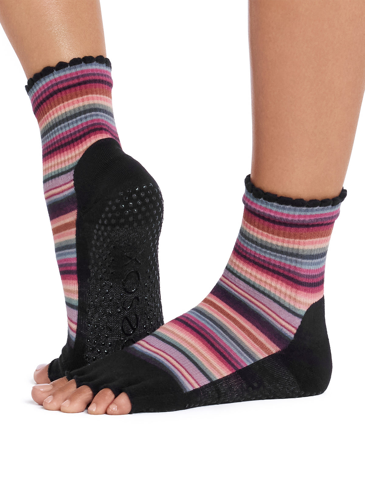 [ToeSox] Melody Ultra Fine Knit メロディー ウルトラファインニット（Half-Toe／つま先なし） グリップ ソックス／ ヨガ ピラティス 滑り止め付 靴下 クルー丈 26FW_D2