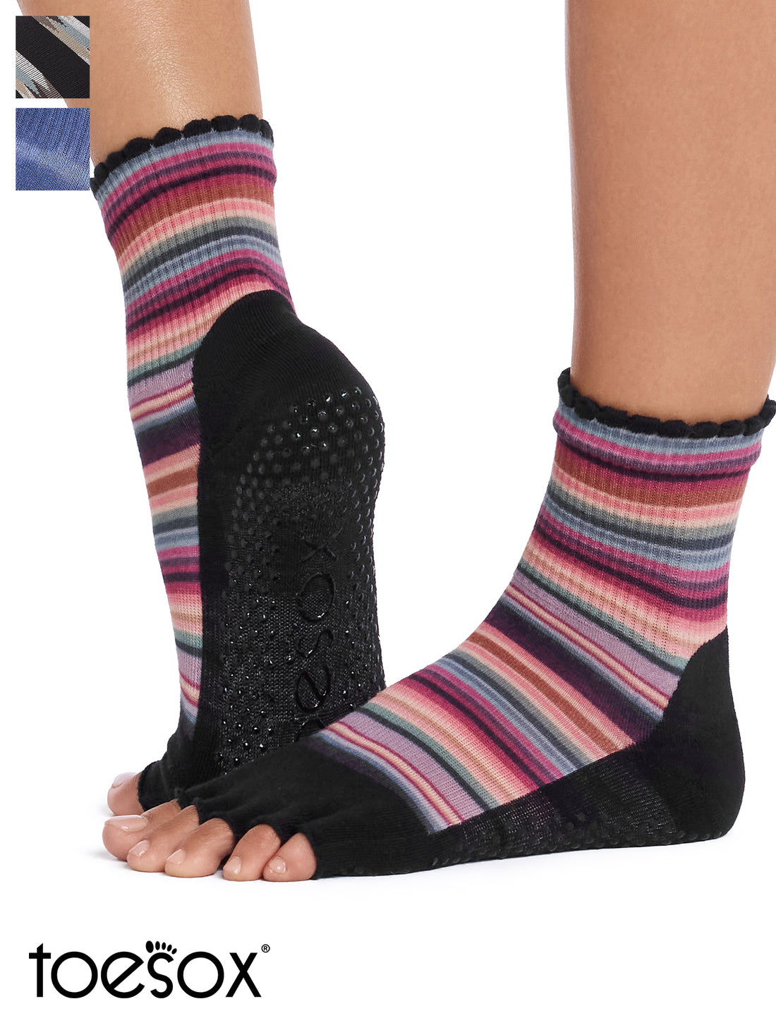 [ToeSox] Melody Ultra Fine Knit メロディー ウルトラファインニット（Half-Toe／つま先なし） グリップ ソックス／ ヨガ ピラティス 滑り止め付 靴下 クルー丈 26FW_D2