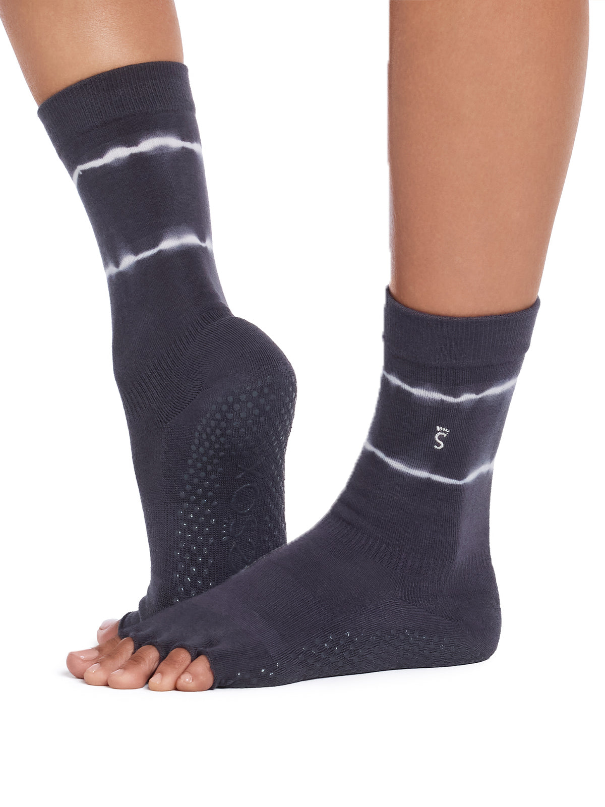 [ToeSox] Crew クルー ウルトラファインニット（Half-Toe／つま先なし） グリップ ソックス／ ヨガ ピラティス 滑り止め付 靴下 クルー丈 26FW_D2
