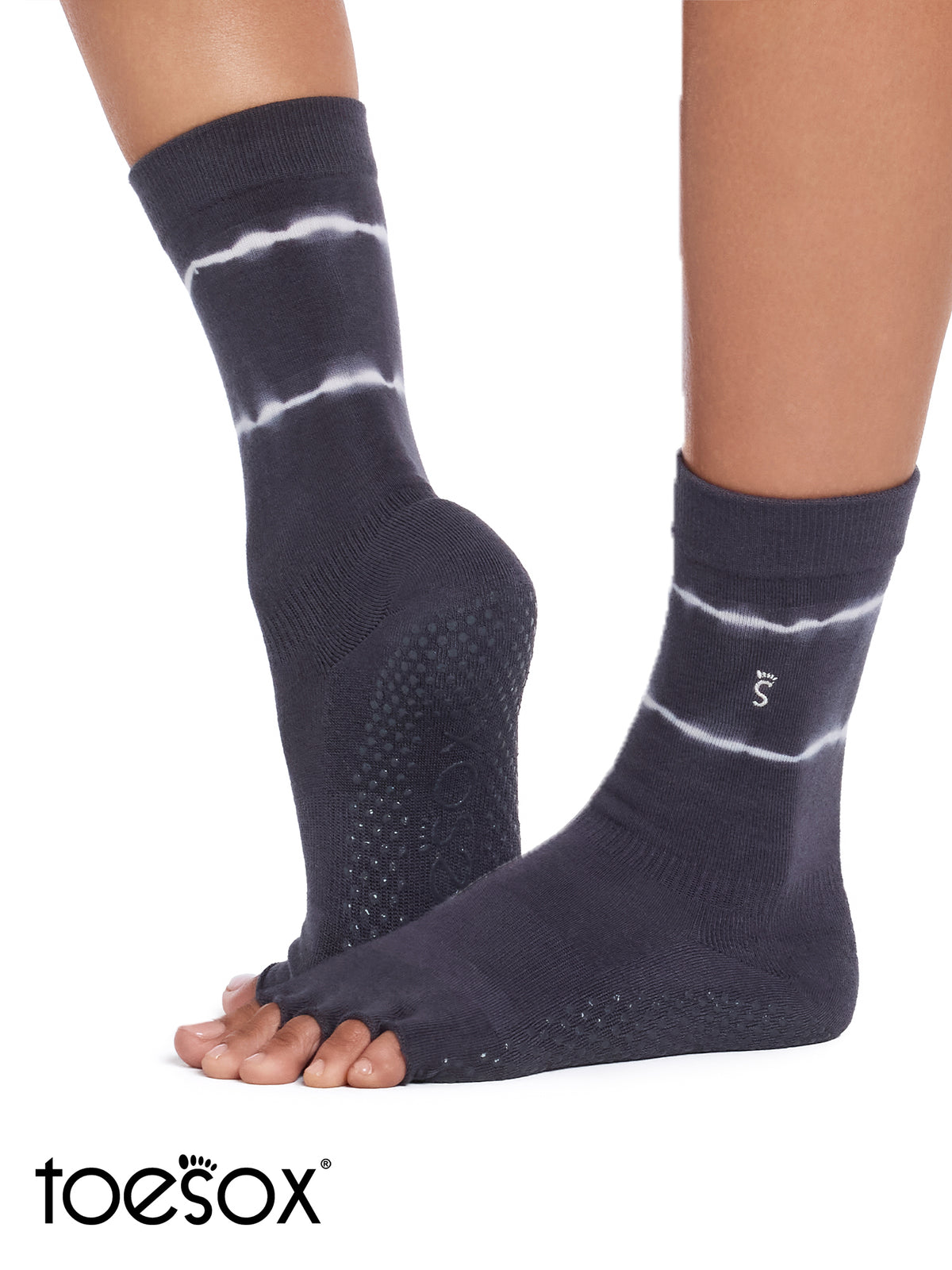 [ToeSox] Crew クルー ウルトラファインニット（Half-Toe／つま先なし） グリップ ソックス／ ヨガ ピラティス 滑り止め付 靴下 クルー丈 26FW_D2