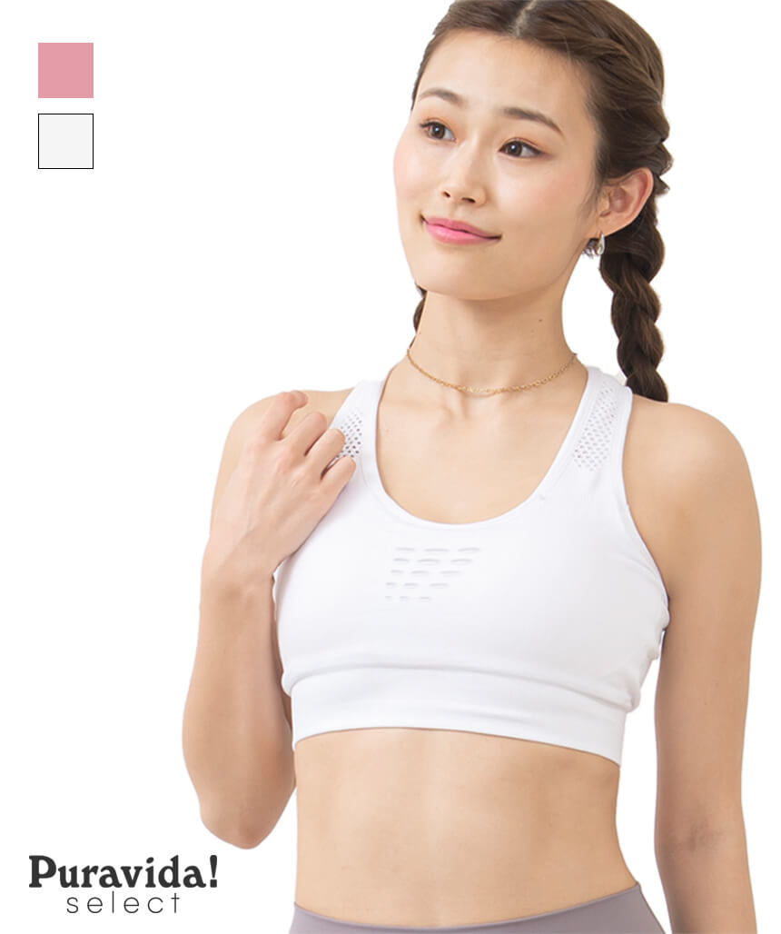 [Puravida! Select] デザイン レーサーバック スポーツブラ ブラトップ / 揺れない ハイサポート ヨガウェア トップス インナー カップ付 [SOFF]