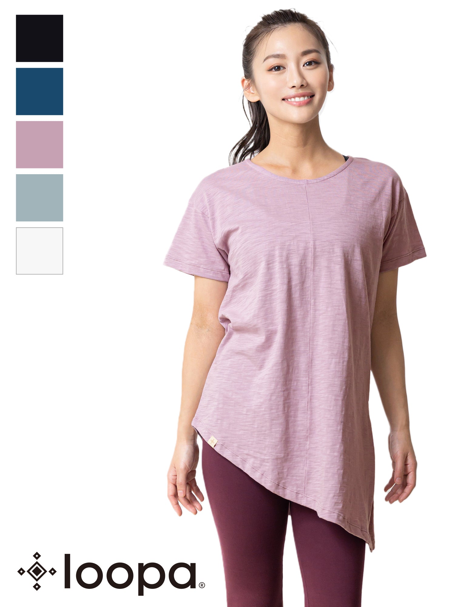 [Loopa] ルーパ 2.0 アシメトリカル 2way Tシャツ Asymetrical 2way Yoga Tee ヨガトップス / ヨガウェア [SOFF]-Puravida! プラヴィダ　ヨガ ピラティス フィットネスショップ