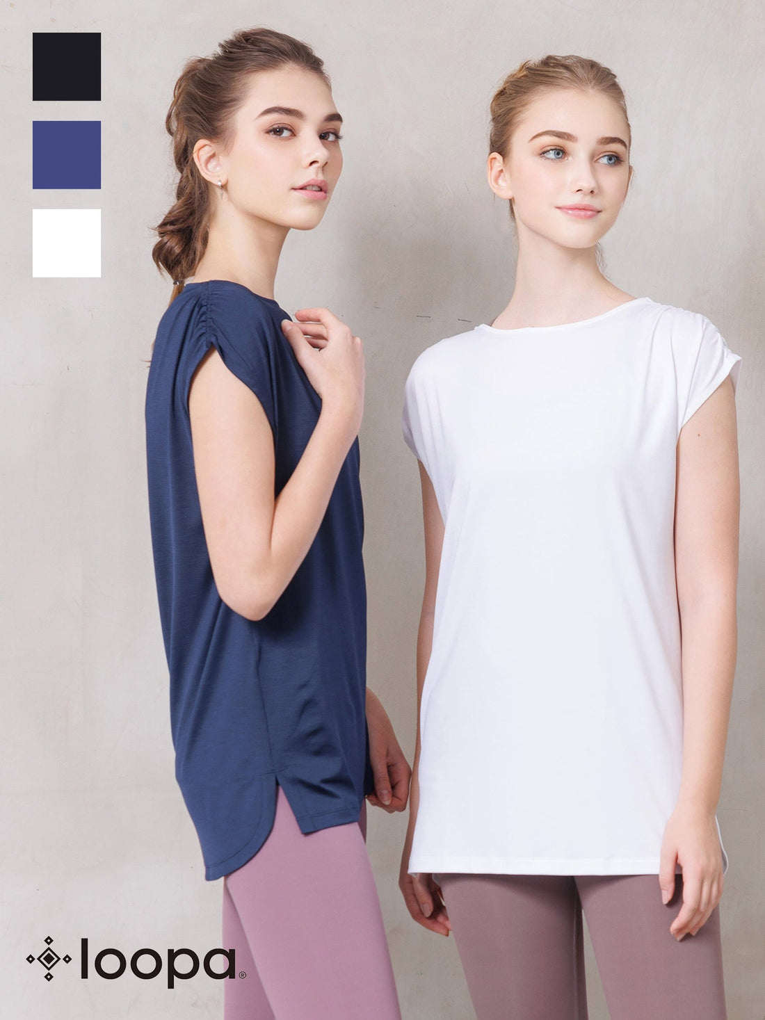 [Loopa] ルーパ ルーシュ ヨガ チュニック ruche yoga tunic Tシャツ ヨガトップス / ヨガウェア 21FW [SOFF]-Puravida! プラヴィダ　ヨガ ピラティス フィットネスショップ