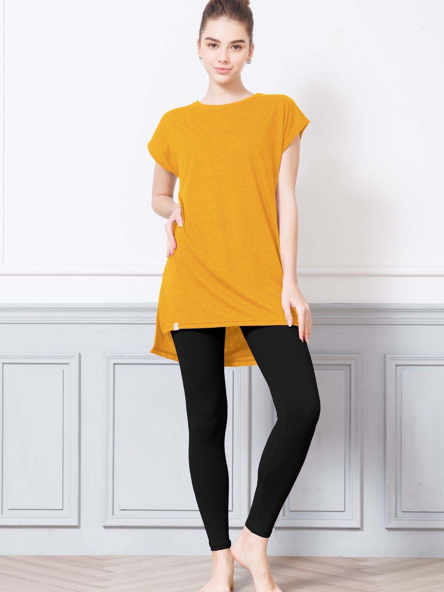 [Loopa] ルーパ サイドスリット チュニック Tee side slit tunic tee / ヨガトップス ヨガウェア Tシャツ [A] 20_1-Puravida! プラヴィダ　ヨガ ピラティス フィットネスショップ