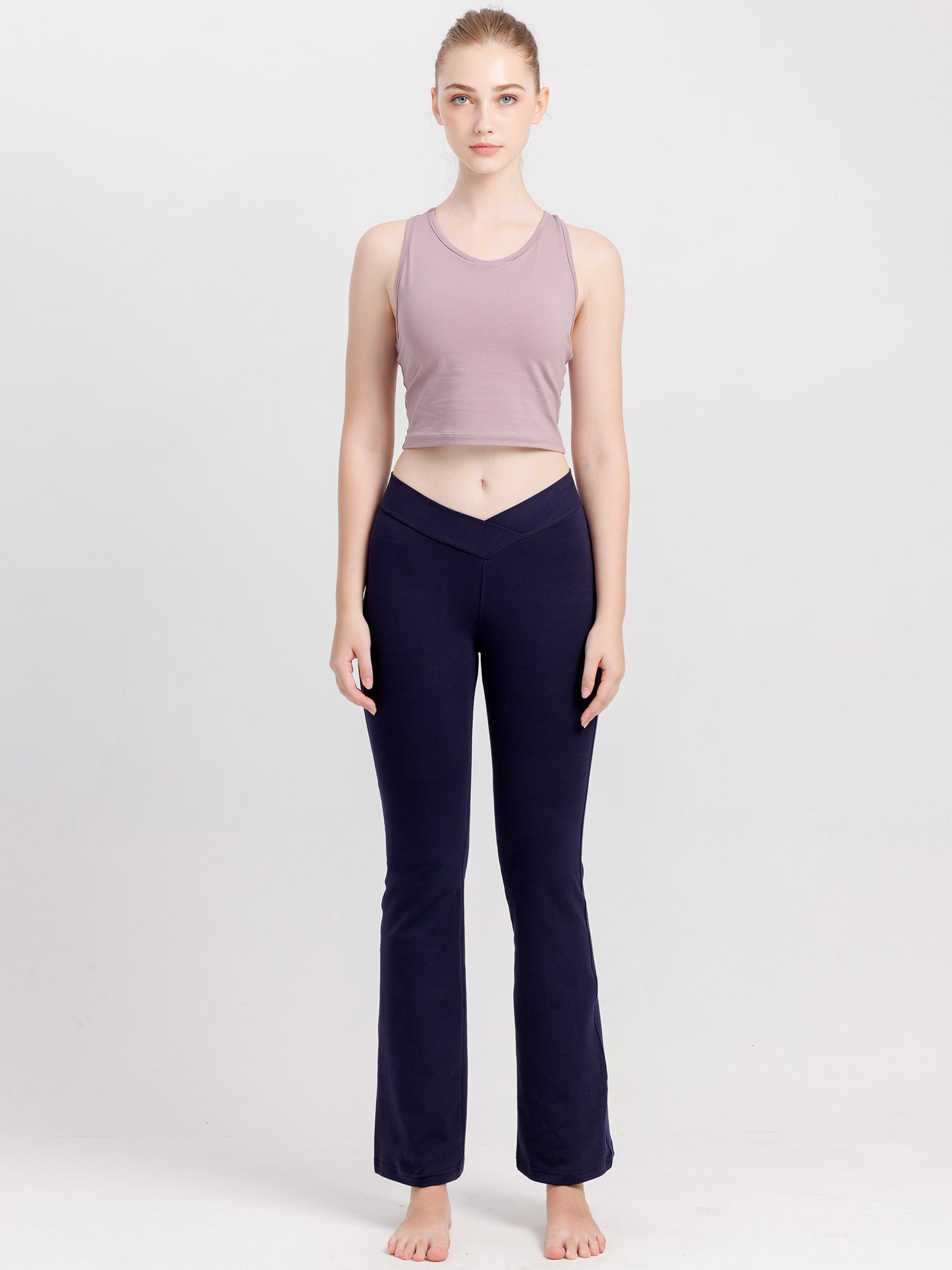 [Loopa] ルーパ コットンストレッチパンツ（Vフロント） Cotton stretch Yoga Pants V-front ヨガパンツ / ヨガウェア ボトムス [A] 20_1-Puravida! プラヴィダ　ヨガ ピラティス フィットネスショップ