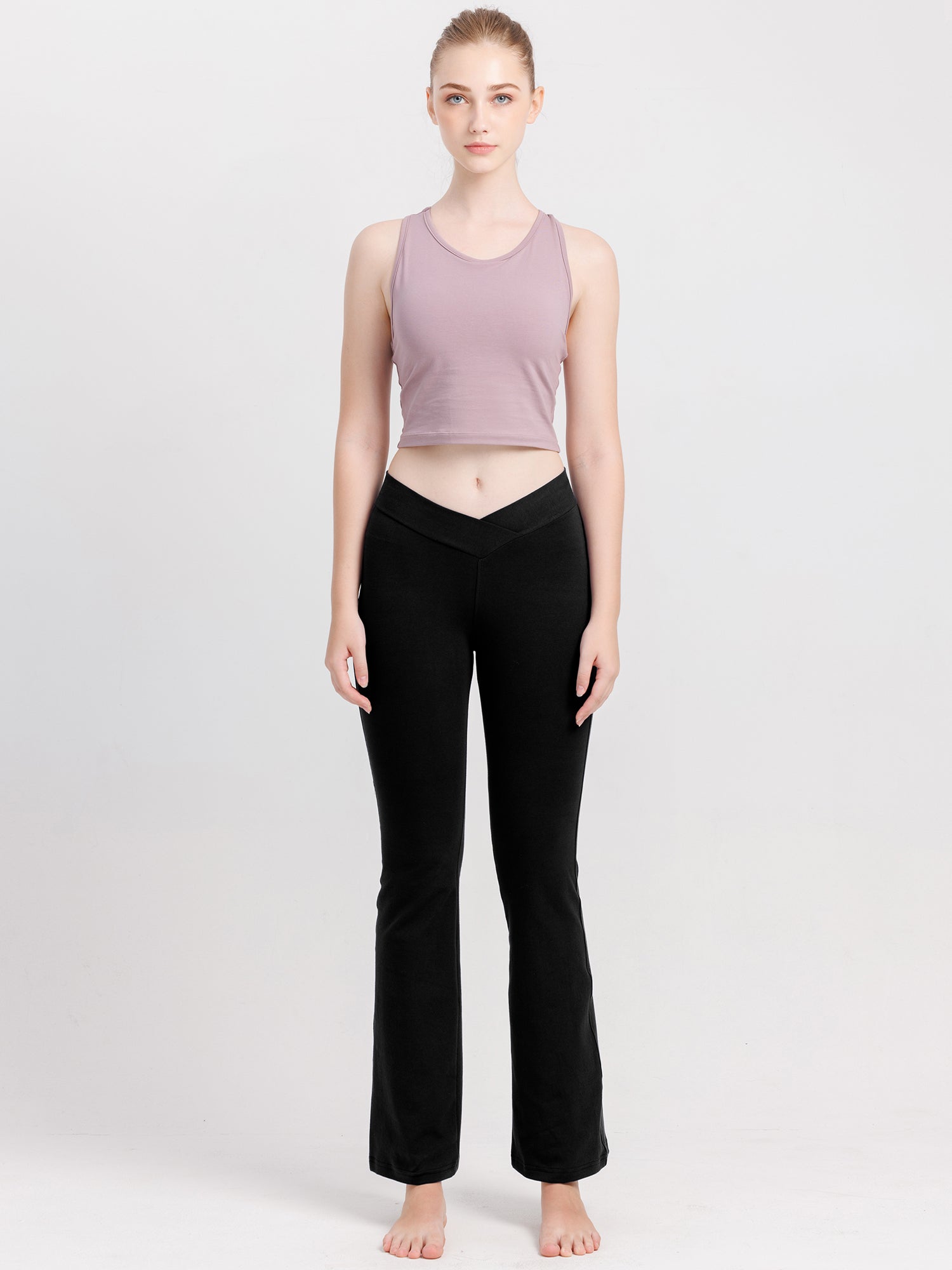 [Loopa] ルーパ コットンストレッチパンツ（Vフロント） Cotton stretch Yoga Pants V-front ヨガパンツ / ヨガウェア ボトムス [A] 20_1-Puravida! プラヴィダ　ヨガ ピラティス フィットネスショップ