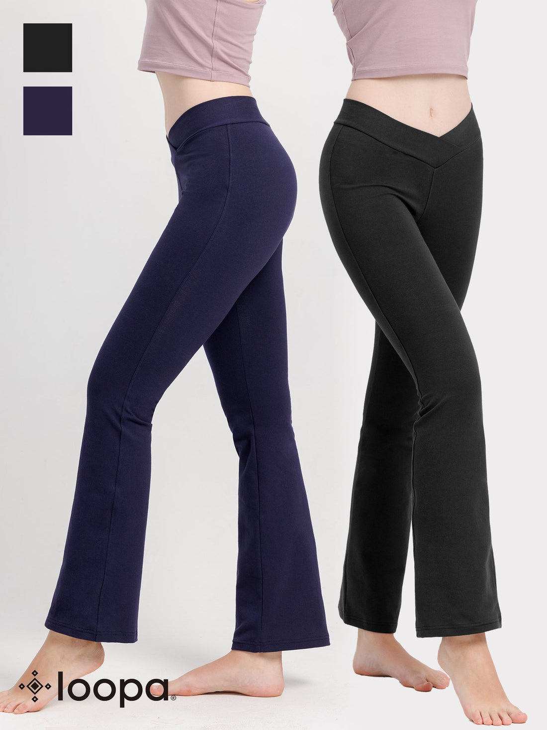 [Loopa] ルーパ コットンストレッチパンツ（Vフロント） Cotton stretch Yoga Pants V-front ヨガパンツ / ヨガウェア ボトムス [A] 20_1-Puravida! プラヴィダ　ヨガ ピラティス フィットネスショップ